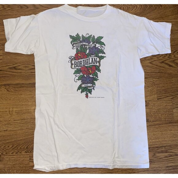 Rare Vintage Bob Dylan 1989 European Tour Mens Double Sided Graphic Shirt Large - Picture 1 of 5